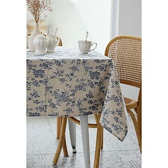 Floral Rectangle Tablecloth, Washable, Wrinkle-Resistant, Dust-Proof