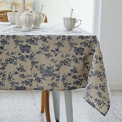 Floral Rectangle Tablecloth, Washable, Wrinkle-Resistant, Dust-Proof
