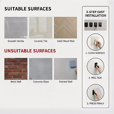 Matte Black Stainless Steel Adhesive Hooks, 4 Pack Stick-On for Bathroom or Kitchen