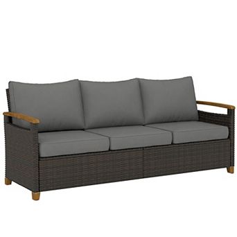 Outsunny 3 Seater Outdoor Couch Sofa with Cushioned Wide Seats,
