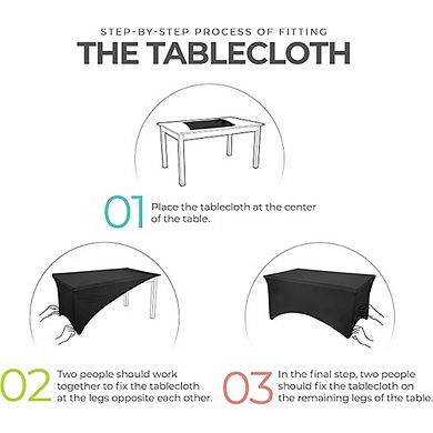 Navy Blue Spandex Tablecloth 2-Pack Fitted Washable Rectangular Cover