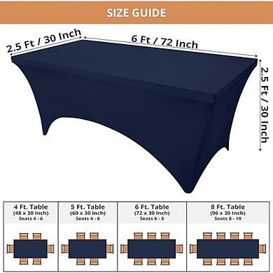 Navy Blue Spandex Tablecloth 2-Pack Fitted Washable Rectangular Cover