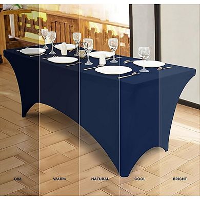 Navy Blue Spandex Tablecloth 2-Pack Fitted Washable Rectangular Cover