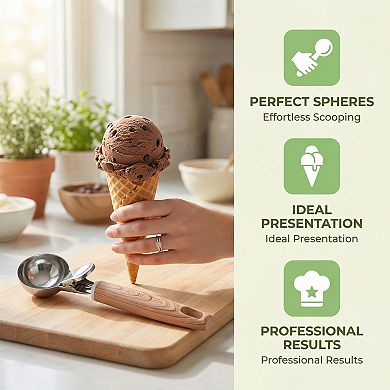 Ice Cream Scoop, 1 Pcs Stainless Steel Ice Cream Scooper Ergonomic Handle 8.1x1.9Inch