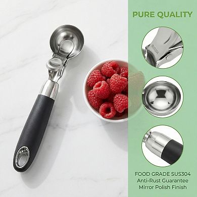 Ice Cream Scoop, 1 Pcs Stainless Steel Hangable Comfortable Ergonomic Handle