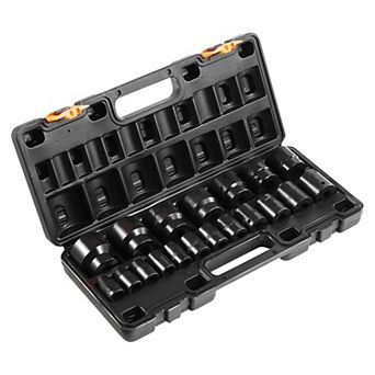 Impact Socket Set 19 pc for Heavy-Duty Vehicle Maintenance and Repairs