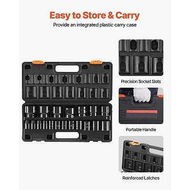 Impact Socket Set 19-Piece for Heavy-Duty Vehicle Maintenance and Repairs