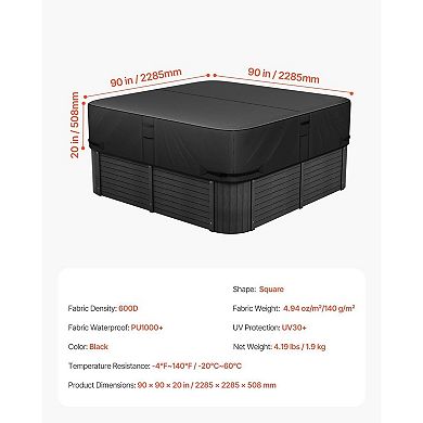 Outdoor Hot Tub Cover Protector with Waterproof Coating and Zipper Access