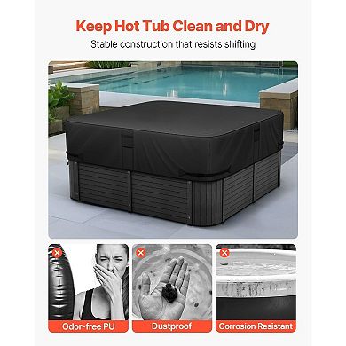 Outdoor Hot Tub Cover Protector with Waterproof Coating and Zipper Access