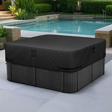 Outdoor Hot Tub Cover Protector with Waterproof Coating and Zipper Access