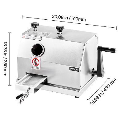 VEVOR Manual Sugar Cane Juicer, 110LBS/H Sugarcane Juice Press with 3 Steel Rollers, 2.4" Inlet