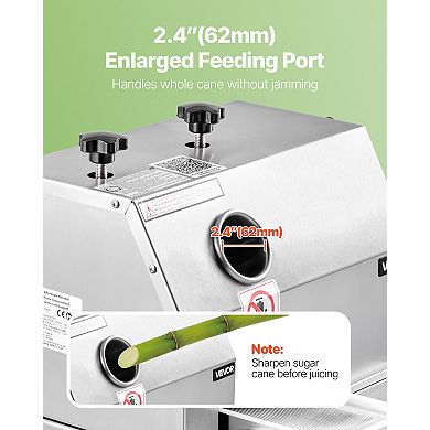 VEVOR Manual Sugar Cane Juicer, 110LBS/H Sugarcane Juice Press with 3 Steel Rollers, 2.4" Inlet