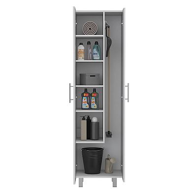 Nala Cleaning Cabinet, Double Door, Four Legs, Five Shelves