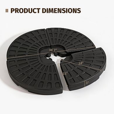 Heavy-Duty 4-Piece Black Cantilever Patio Umbrella Base Weight Fillable With Water Or Sand