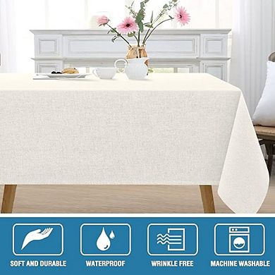Linen-Textured Tablecloth, Waterproof, Spill-Proof, Wrinkle-Free, Decorative