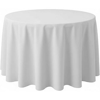 White Round Tablecloth, Durable, Event-Ready, Wedding & Banquet Use
