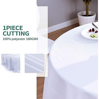 White Round Tablecloth, Durable, Event-Ready, Wedding & Banquet Use