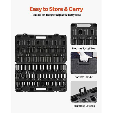 6-Point Impact Socket Set 29-Piece for Heavy-Duty Vehicle Maintenance - Black