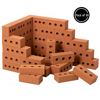 Construction Stacking Building Brick Block, Rectangle Foam Kids Pretend Play Creativity Toy, 50 Pack