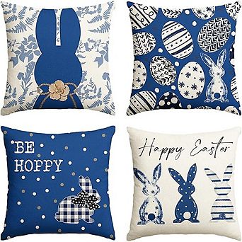 Blue Eggs Throw Pillow Covers Set Soft Fabric, Sofa Decor