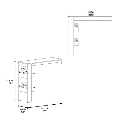 Aurora Kitchen Counter Table Table with Storage Shelf, Modern Design for Kitchen Side Dinning Table.