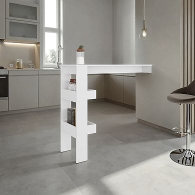 Aurora Kitchen Counter Table Table with Storage Shelf, Modern Design for Kitchen Side Dinning Table.