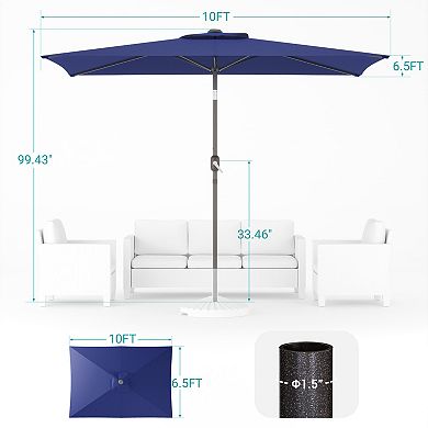 Sonkuki 10×6.5ft Rectangular Outdoor Patio Market Umbrella for Deck, Garden and Poolside