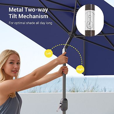 Sonkuki 10×6.5ft Rectangular Outdoor Patio Market Umbrella for Deck, Garden and Poolside