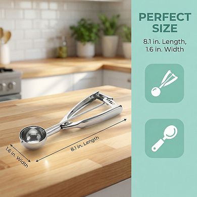 Ice Cream Scoop, 1 Pcs Stainless Steel Ice Cream Scooper, Easy Release, Easy Clean 8.1x1.6Inch