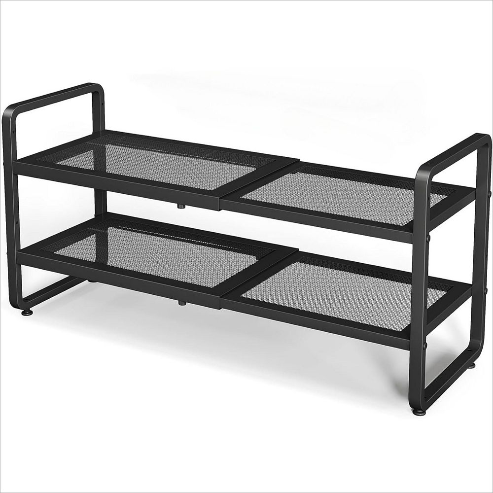 Expandable Shoe Rack 2 Tier Adjustable Metal for Closet