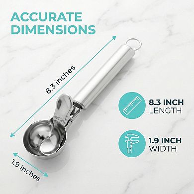 Ice Cream Scoop, 1 Pcs Stainless Steel Ice Cream Scooper Ergonomic Handle 8.3x1.9Inch