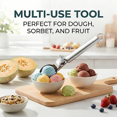 Ice Cream Scoop, 1 Pcs Stainless Steel Ice Cream Scooper Ergonomic Handle 8.3x1.9Inch