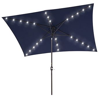 Sonkuki 10×6.5ft LED Rectangular Outdoor Patio Market Umbrella for Deck, Garden and Poolside