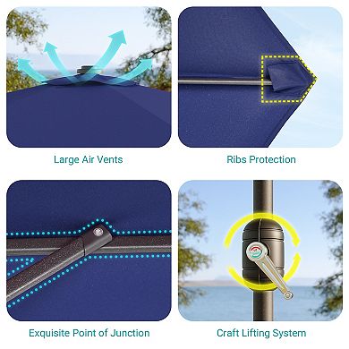 Sonkuki 10×6.5ft LED Rectangular Outdoor Patio Market Umbrella for Deck, Garden and Poolside