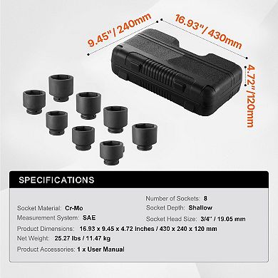 Drive Axle Nut Socket Kit, SAE Sizes for Wheel and Hub Repair