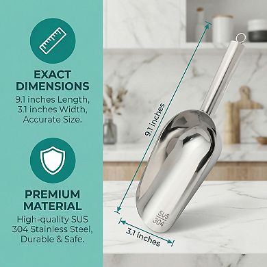 Easy Clean Stainless Steel Ice Scoop for Candy Buffet Kitchen Ice Bucket