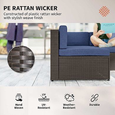 Outsunny 7 Piece Patio Furniture Set, Wicker Outdoor Sectional Sofa Set