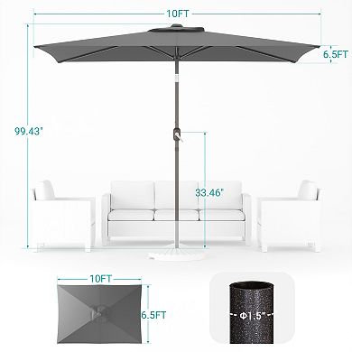 Sonkuki 10×6.5ft Rectangular Outdoor Patio Market Umbrella for Deck, Garden and Poolside