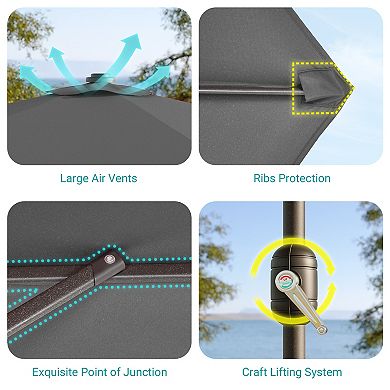 Sonkuki 10×6.5ft Rectangular Outdoor Patio Market Umbrella for Deck, Garden and Poolside