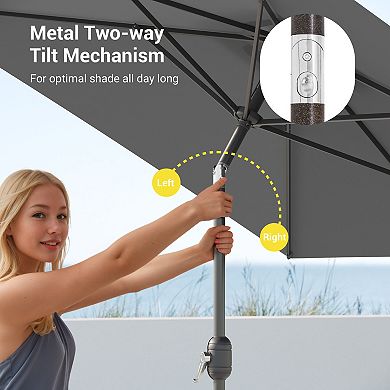 Sonkuki 10×6.5ft Rectangular Outdoor Patio Market Umbrella for Deck, Garden and Poolside