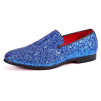 Men's Formal Glitter Dress Loafers Slip-On Pointed Toe Shoes