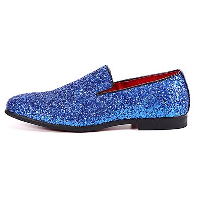 Men's Formal Glitter Dress Loafers Slip-On Pointed Toe Shoes