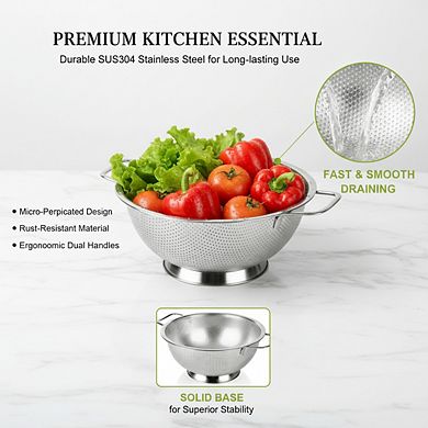 Stainless Steel Colander 3-Quart, Mesh Strainer for Kitchen Food, Dishwasher Safe