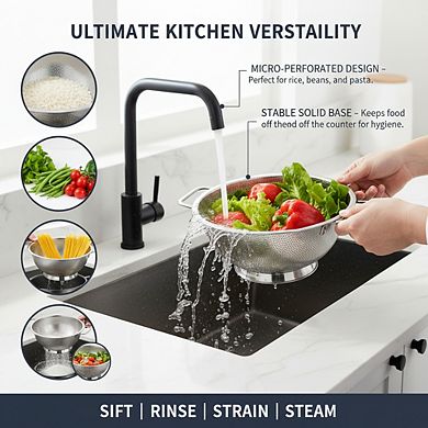 Stainless Steel Colander 3-Quart, Mesh Strainer for Kitchen Food, Dishwasher Safe