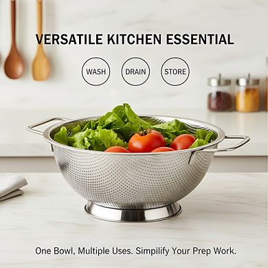 Stainless Steel Colander 3-Quart, Mesh Strainer for Kitchen Food, Dishwasher Safe