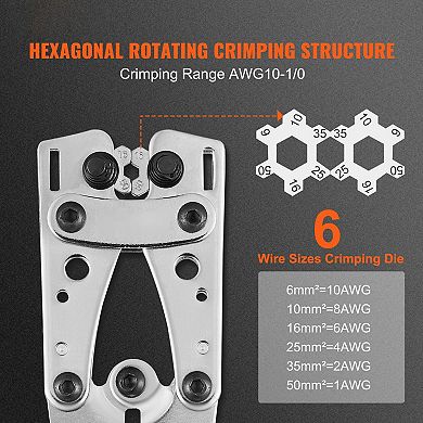 Battery Cable Lug Crimping Tool Kit with Connectors, Heat Shrink Tubes, and Gloves