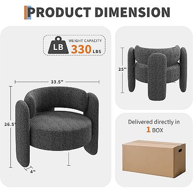 Extra Large Modern Round Boucle Chair