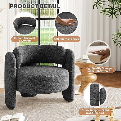 Extra Large Modern Round Boucle Chair