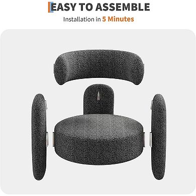 Extra Large Modern Round Boucle Chair