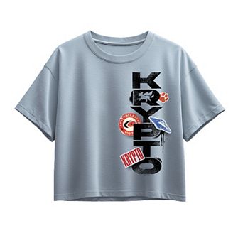Girls 7-16 DC Comics Supergirl Krypto Grunge Logo Boxy Tee